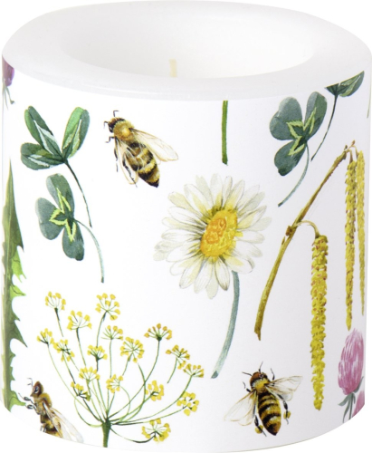 Kerze Sommerblumen mit Bienen-Windlicht Bee Grateful