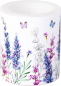 Preview: Kerze Lavendel mit Schmetterlingen - Windlicht Lisa white