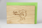 Preview: Wunschkarte aus Holz "Gute Besserung", Holzgrußkarte faltbar