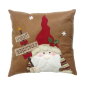 Preview: Flauschiges Weihnachtskissen mit aufgearbeitet Nikolaus - 3D - Kuschelkissen - Dekokissen