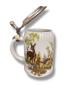 Preview: Bierkrug Reh und Rehbock mit Zinndeckel, Porzellankrug Waldtiere - Gravurfähig