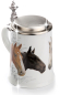Preview: Bierkrug Pferde mit Zinndeckel, Porzellankrug, Pferdekrug