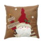 Preview: Flauschiges Weihnachtskissen mit aufgearbeitet Nikolaus - 3D - Kuschelkissen - Dekokissen