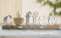 Preview: Schriftzug Coffee in Aluminium mit Holz Kaffeetasse auf Sockel
