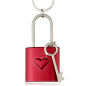 Preview: Der schöne Schlüsselanhänger Liebesschloss eckig mit Herz in rot