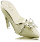 Preview: Die versilberte Schmuckdose in Form eines High Heels mit Schmetterling - Cremefarben!