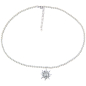 Preview: Wunderschöne Perlenkette mit Strass Silberanhänger, Trachtenkette, Kette mit Sonne
