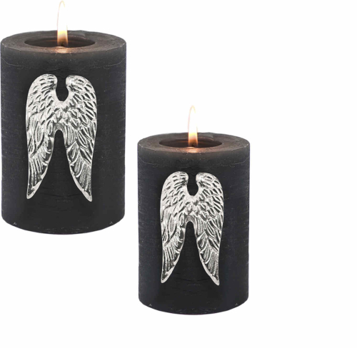 2 Stück Kerzendeko Engelsflügel aus Metall - Metallstecker Flügel für Kerze und Advenstkranz - Flügel Kerzenstecker