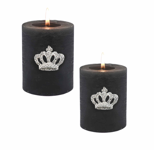 2 Stück Kerzendeko Krone aus Metall - Metallstecker Krone für Kerze und Advenstkranz - Krone Kerzenstecker