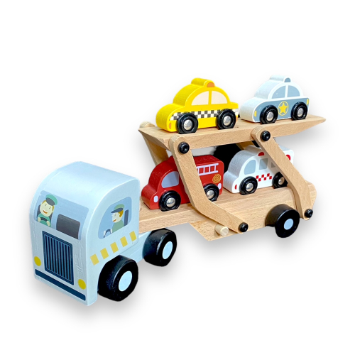 Autotransporter aus Holz mit Namensgravur - Holzspielzeug