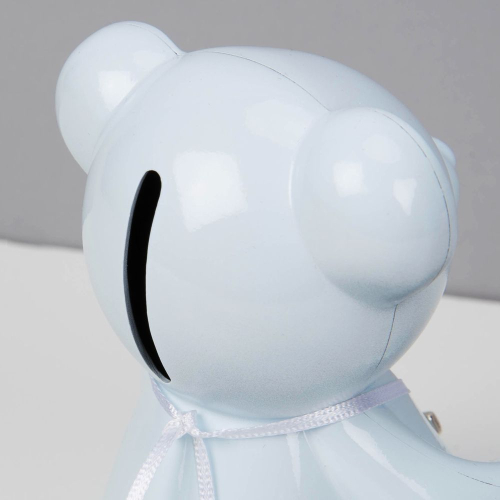 Preview: Die super süße TEDDY Spardose aus Metall mit Strasskreuz - Hellblau