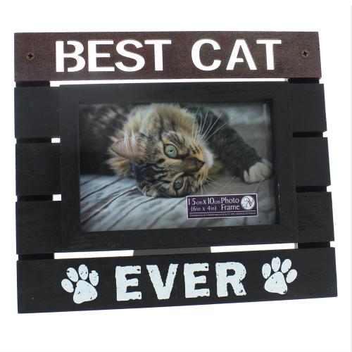 Fotorahmen "Best Cat Ever" - Bilderrahmen Katze im Zaundesign 15  x 10 cm