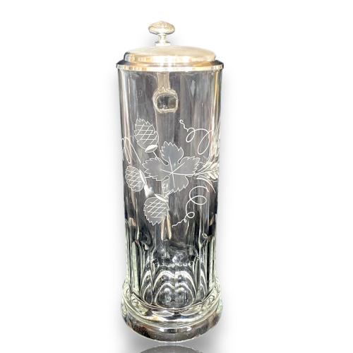 Bierkrug, Bierseidel mit Ährendekor und Zinndeckel - Gravurfähig