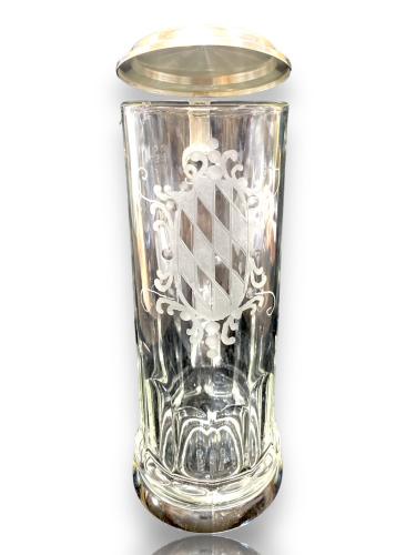 Bierkrug, Bierseidel mit handgravierter Bayernraute und Zinndeckel poliert-Gravurfähig