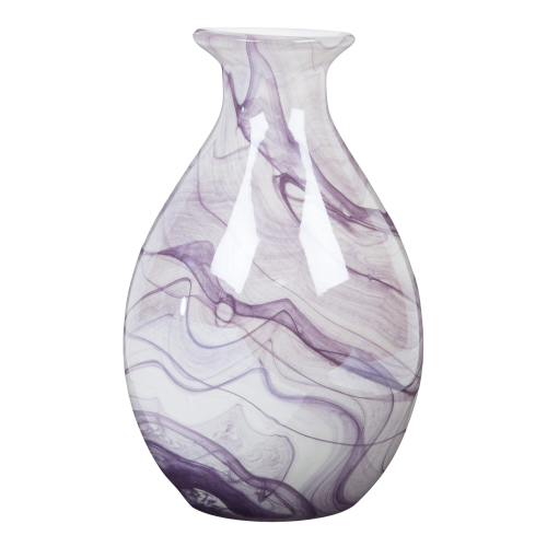 Bauchige Vase mit Lila Marmoreffekt, Glasvase marmoriert XL