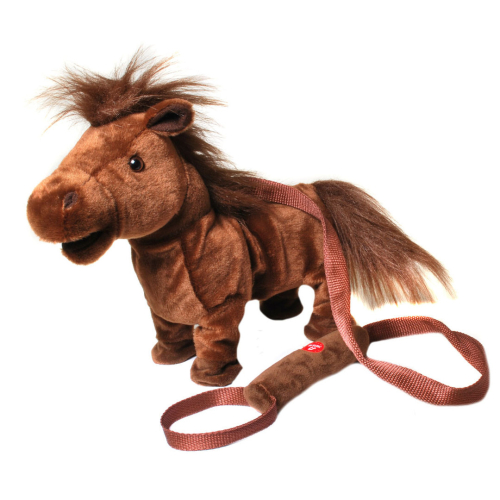 Plüsch Pferd mit Leine, laufendes und wieherndes Ponny mit Wackelpopo