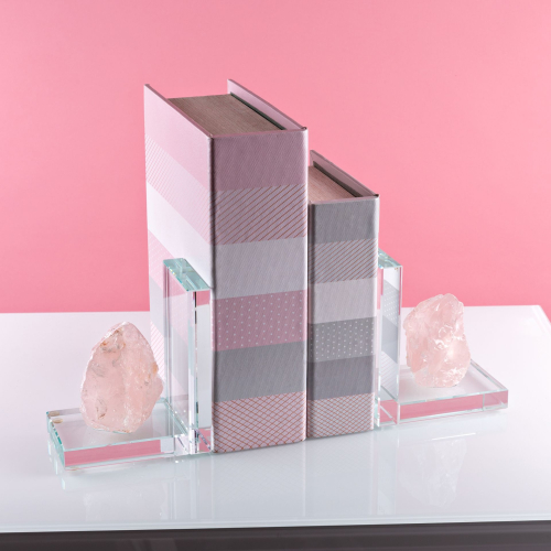 Die edlen Buchstützen Rosenquarz, Stein Buchstützen, Edle Dekoration