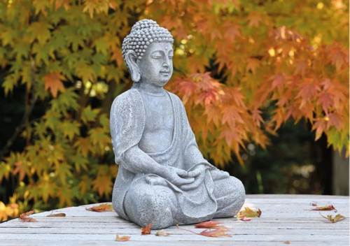 Preview: Glücks Buddha aus Magnesia Grau, Wetterfeste