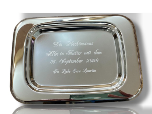 Preview: Butterdose Hirsch und Buttermesser für 1/4 Pfund Butter-Versilbert, Gravurfähig