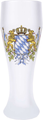 0,5 l Weißbierglas mit Bayernwappen - optional mit Schriftzug - Weizenbierglas Satiniert