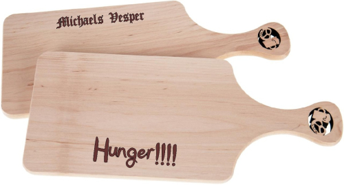 Preview: Brotzeitbrett Erle mit Griff und Brotzeit 32x14x1,2 cm