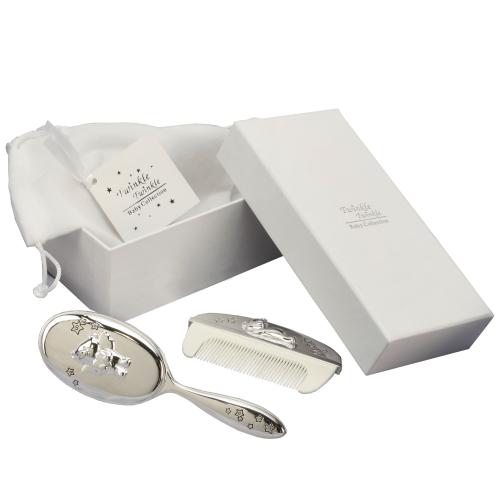 Das silberne Geschenkset Babys Kamm und Bürste - Taufgeschenk
