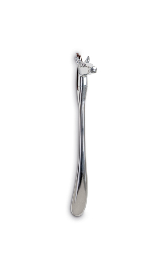 Schuhlöffel Pferd aus Aluminium, Schuhanzieher aus Metall Modell Pferdekopf