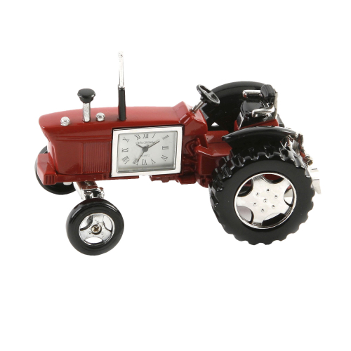 Die edle Schreibtischuhr  Traktor Rot - Nostalgie Traktor im Miniformat