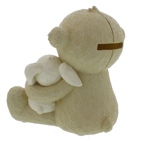 Preview: Bärchen Spardose mit Häschen Creme - Kinderspardose