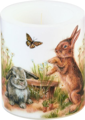 Das süße Windlicht Bunny & Clyde, Kerze mit Hasenmotiv - Osterkerze IHR
