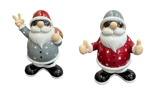 Preview: Nikolaus Spardose, Cooler Weihnachtsmann als Geldgeschenk in Grau