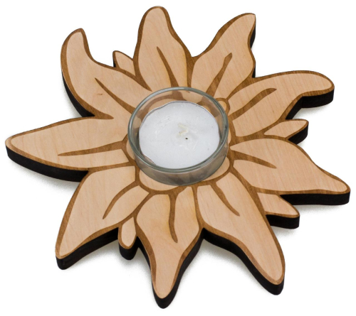 Teelichthalter Edelweiß mit Glaseinsatz und Teelicht ca. 14 cm