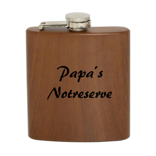 Preview: Der cooler Edelstahlflachmann in Holzoptik