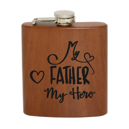 Preview: Der cooler Edelstahlflachmann in Holzoptik