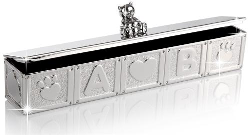 Die silberne Dose für die Geburtsurkunde - Taufgeschenk Geburtsurkundenhalter - Versilbert