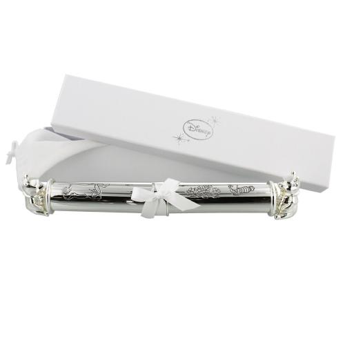 Die silberne Rolle für die Geburtsurkunde - Taufgeschenk Geburtsurkundenrolle mit Winnie The Pooh- Versilbert