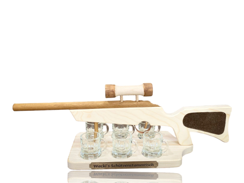 Preview: Schnapsgewehr - Flinten Schnapsbrett mit 6 Gläser