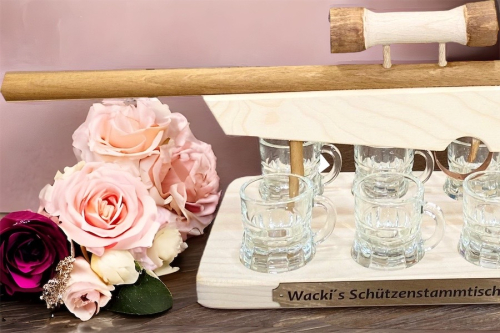Preview: Schnapsgewehr - Flinten Schnapsbrett mit 6 Gläser