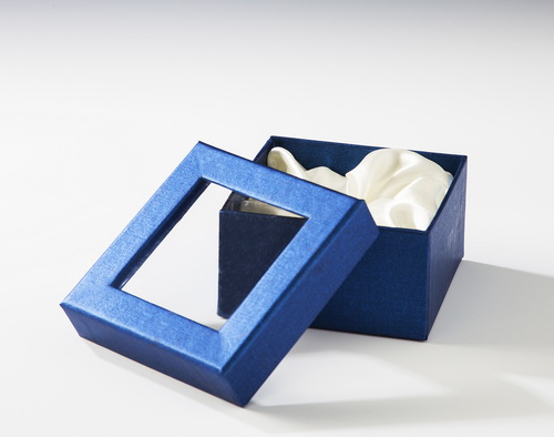 Geschenkbox blau  für Diamant Ø 12 cm mit Klarsichtsdeckel
