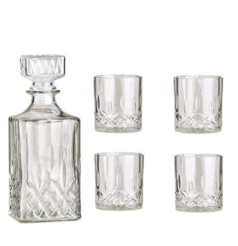 Whisky Karaffe mit 4 Gläsern - 5 teiliges Set