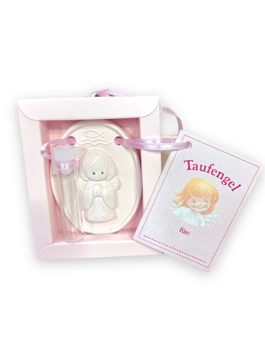Geschenkset zur Taufe für Mädchen - Rosa - Taufengel und Armband