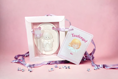 Geschenkset zur Taufe für Mädchen - Rosa - Taufengel und Armband