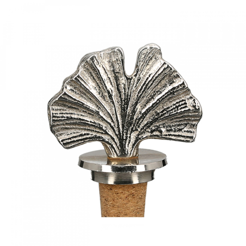 Preview: Ginko Silber Flaschenverschluß - Flaschenstöpsel Ginko Blatt, Metall Flaschenverschluss