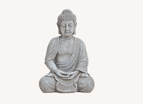 Preview: Glücks Buddha aus Magnesia Grau, Wetterfeste