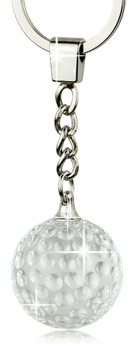 Preview: Schlüsselanhänger Golfball aus Glas in schöner Geschenkbox