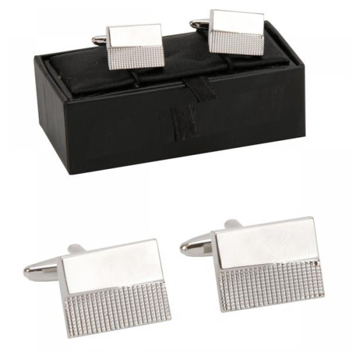 Die Unisex Manschettenknöpfe Silber - Glänzend / Geriffelt