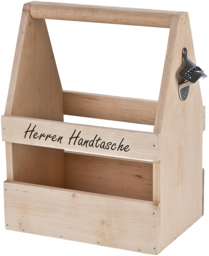 Preview: Der massive Flaschenträger - Bierträger wahlweise mit und ohne Metallöffner Erle - Gravurfähig