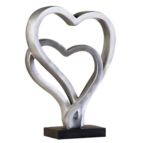 Die wunderschöne Skulptur 2 Herzen zur Hochzeit - Two Hearts in antik Silber - Herzstatue auch mit Wunschgravur