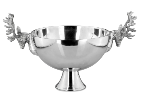 Schale mit Hirschkopfgriffen auf Fuß Ø 49 cm