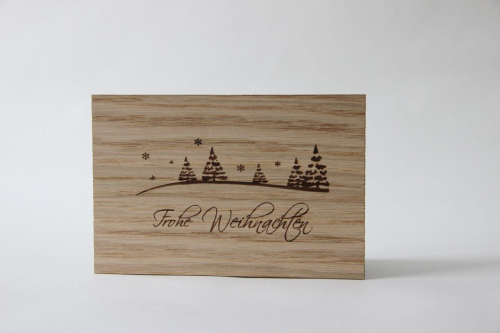 Wunschkarte aus Holz "Frohe Weihnachten", Holzgrußkarte faltbar